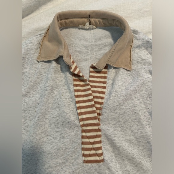 Entro Notched Collar Sweatshirt Colorblock Pull Over with Stripes small - Picture 8 of 10